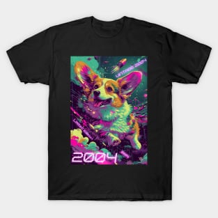 Vintage 2004 - 20 Year Old Funny Cyberpunk Corgi Dog 20th Birthday Gift T-Shirt